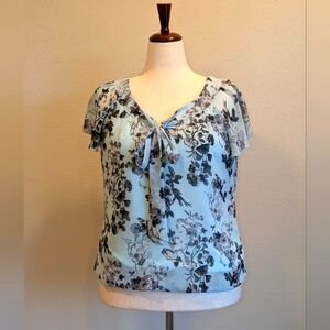 SARAH MICHELLE WOMENS BLOUSE KEYHOLE BOW FRONT SIZE LARGE